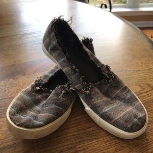 Size 7.5 Brown/Blue/Tan slip-ons by BC Footwear.